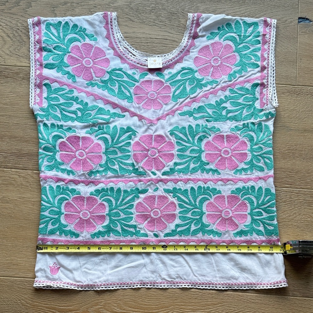 Gorgeous Hand-Embroidered Pink & Green Floral Top - Picture 5 of 6